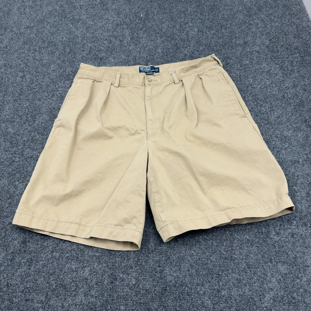 Polo Ralph Lauren Shorts Mens 36 Tan Cotton Tyler Short Pleated Chino Classic